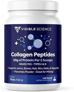 Collagen Peptides Powder, Types I & III, Grass-Fed, 16 oz, 20g Protein Per Serving, Unflavored