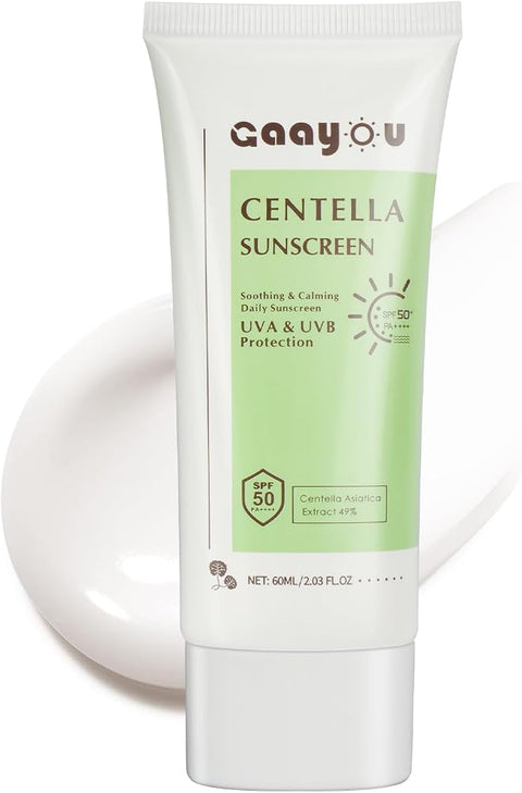 Centella Sunscreen SPF50 PA++++ Calming Moisture Facial Sunscreen Centella Asiatica Korean Sunscreen Matte No White Cast Face Sun Screen for Oily Sensitive Skin