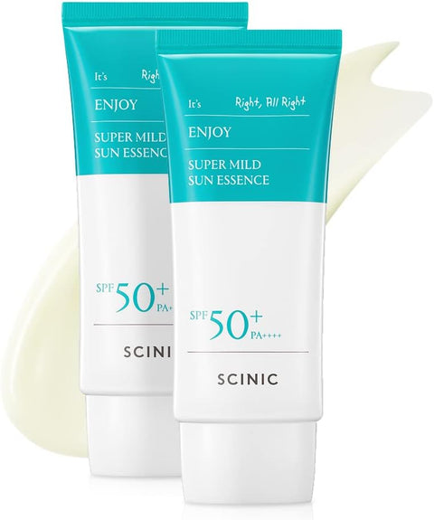 Scinic Enjoy Super Mild Sun Essence 2 Set SPF50+ PA++++ 1.69 fl oz(50ml) | A Lightweight Hydrating Sun Essence That leaves No Sticky Feeling | Korean Skincare