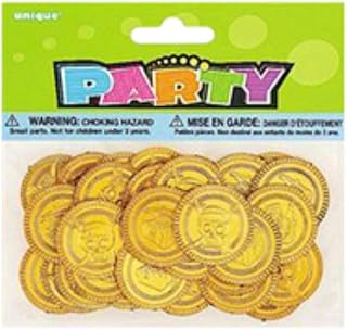 Unique Treasure Gold Plastic Coins -1" (30 Ct) - Perfect for Party Favors, Games, and Treasure Hunts