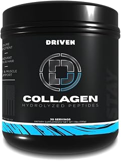 Driven Nutrition Collagen Peptides Powder, Hydrolyzed Type I & III, Grass-Fed Pasture-Raised Bovine, Unflavored, 510g, 30 Servings, Hair Skin Nails Joint & Recovery Support for Women & Men