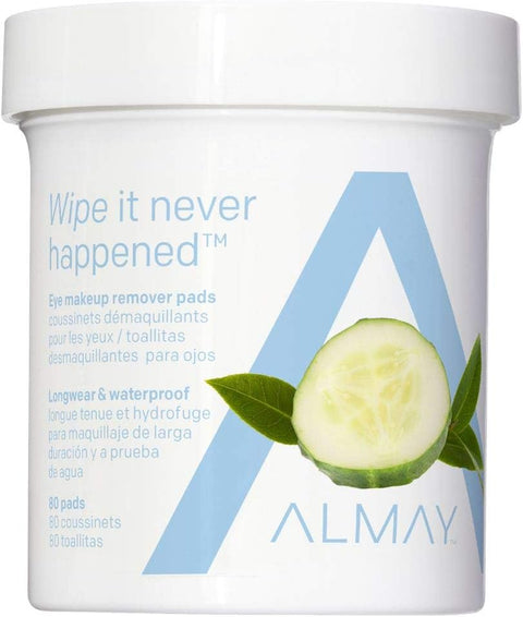 Almay Longwear & Waterproof Eye Makeup Remover Pads, Hypoallergenic, Cruelty Free, Ophthalmologist Tested, 80 Pads