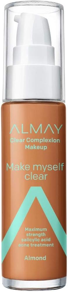 Almay Clear Complexion Makeup, Matte Finish Liquid Foundation with Salicylic Acid, Hypoallergenic, Cruelty Free, -Fragrance Free, Dermatologist Tested, 810 Almond, 1.0 oz