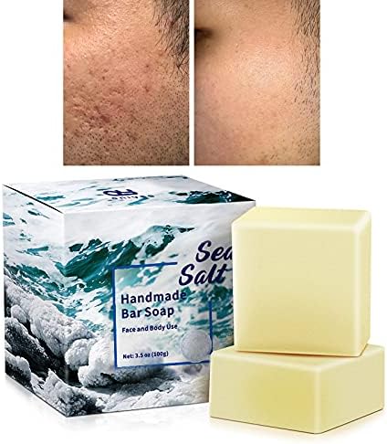 Sea Salt Soap 3.5 Oz Each, Exfoliating Acne Deeply Clean Problem Skin, Natural Goat's Milk, All Skin Types, Face Wash Body Wash Skincare, Women Men Gift