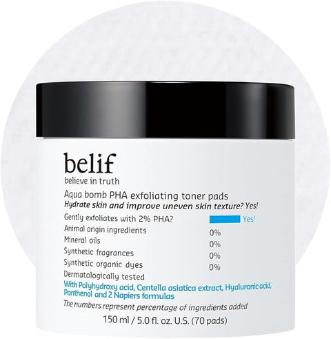 Belif Aqua Bomb Toner Pads – Gentle Exfoliating Facial Polish for Pore Care - Personal Care