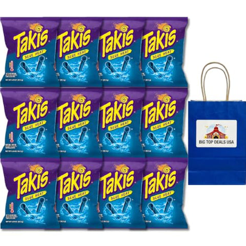 Multipack Snack Takis Blue Heat Rolled Tortilla Chips, Hot Chili Pepper Flavored Extreme Spicy Snack, 3.25 oz Size Bags - Personal Care