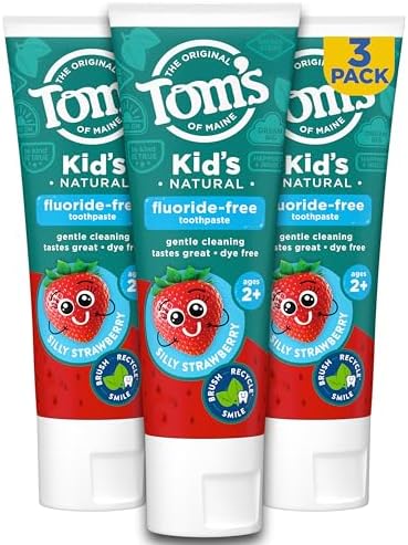 Tom's of Maine Kids Fluoride Free Toothpaste, Silly Strawberry, 3Pk, 5.1 oz