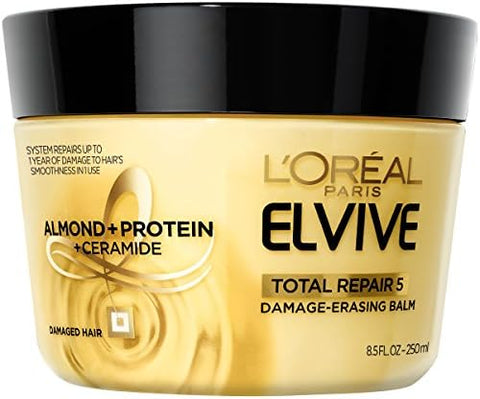 L'Oreal Paris Hair Expert Total Repair 5 Damage-Erasing Balm, Deeply repairs and reconstructs- dry, chemically treated hair, 8.5 oz. (Packaging May Vary)