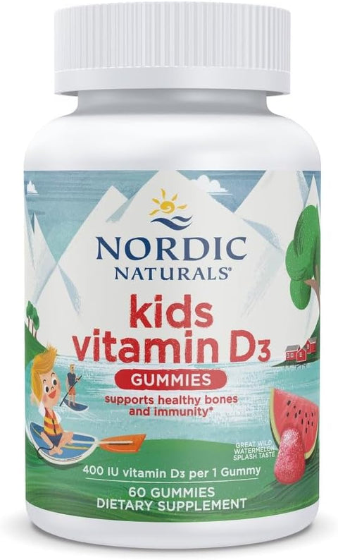 Nordic Naturals Kids Vitamin D3 Gummies, 400 IU, Watermelon - 60 Count