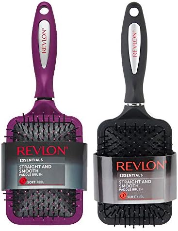 Revlon Straight & Smooth Soft Touch Paddle Hair Brush Set, Black + Berry - Personal Care