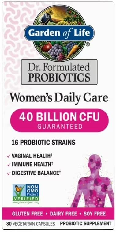 Garden of Life Dr. Formulated Women’s Daily Care Probiotics Vitamins for Digestive Gut Health and Immune Support, 30 Count