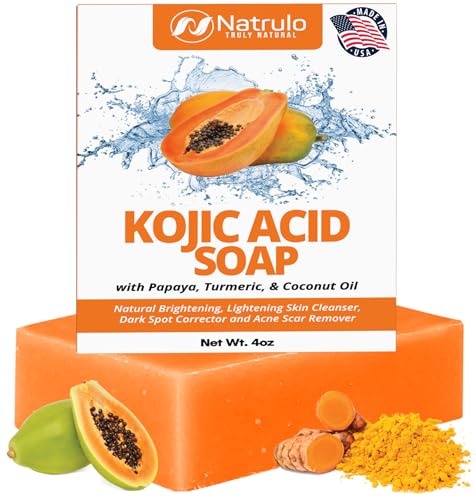 Kojic Acid Soap for Hyperpigmentation – Kojic Turmeric Papaya Soap for Skin Brightening – Dark Spot Reduces Acne, Cleanse Scars & Evens Tone – Kojic Acid Body Wash Made in USA, for All Skin Types