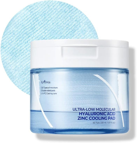 Isntree Ultra-Low Molecular Hyaluronic Acid Zinc Cooling Toner Pad (60 Pads) - Personal Care