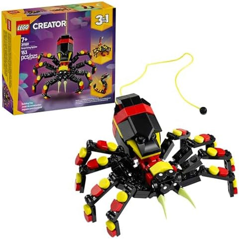 LEGO Creator 3 in 1 Wild Animals Surprising Spider Toy - Building Toy with 3 Build Options, Spider, Scorpion, or Snake - Animal Figures for Kids, Boys & Girls, Ages 7+ - Gift Idea for Birthday - 31159