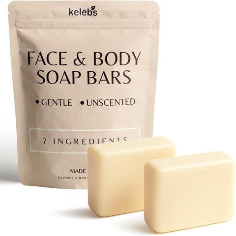 Kelebs Bar Soap for Women | Coconut Moisturizing & Hydrating for Face & Body | With Organic Trio Oils for Sensitive Skin | Only 7 Natural Ingredients | Fragrance-Free, Vegan, No SLS | 2 Bars