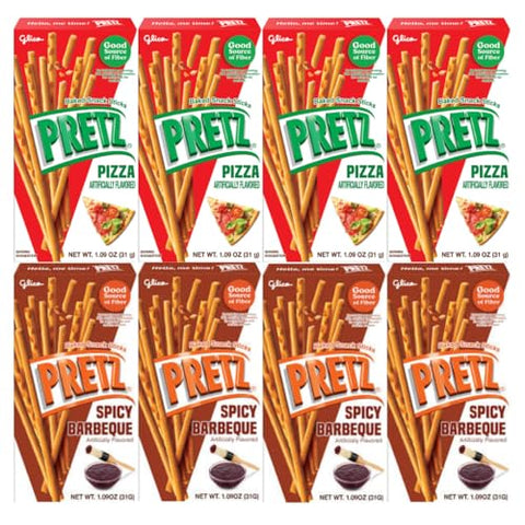 Baked Snack Sticks Variety Pack 1.09 oz Bags, 8 Pack – Pizza & Spicy Barbeque Flavored Crunchy Biscuit Sticks, Pretzel Snacks, Individually Wrapped On-The-Go Treats