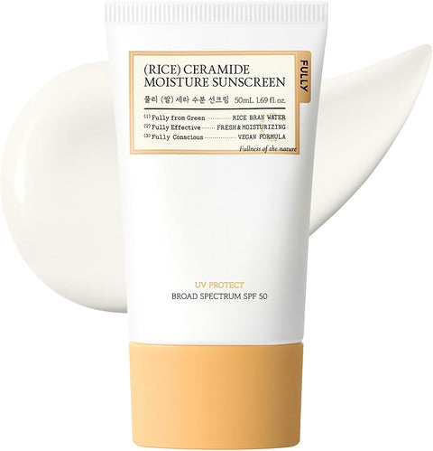 Fully Rice Ceramide Moisture Sunscreen, SPF 50, No White Cast, 1.69 fl oz - Personal Care