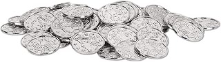 Beistle Silver Plastic Coins, 100 Pack, 1.5 Inch, Liberty and Eagle Design