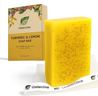 Lemon & Turmeric Glow Soap Bar for dark spots, Powered by Kojic Acid & Vitamin C - 3x Moisturizing with Shea Butter - SLS Free - Personal Care