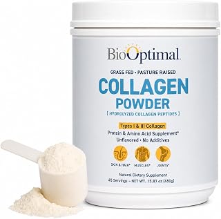 BioOptimal Grass-Fed Hydrolyzed Collagen Powder, Unflavored, Skin & Joints