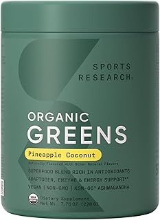 Sports Research® Organic Greens Powder, 7.76oz (Pineapple Coconut)