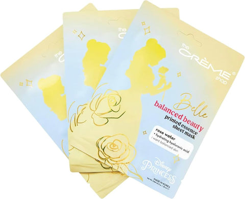 The Crme Shop x Disney Rose Sheet Mask - Moisturizing & Balancing - Infused with Rose Water & Hyaluronic Acid - Beauty and the Beast Belle - Suitable for All Skin Types