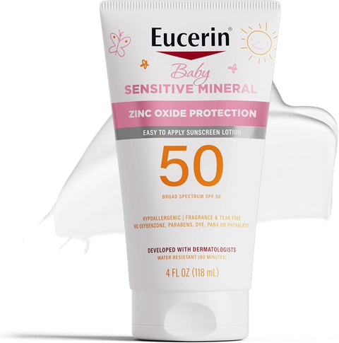 Eucerin Baby Sensitive Mineral Sunscreen Lotion, SPF 50, 4 FL OZ - Personal Care