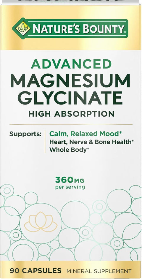 Nature's Bounty Calm Magnesium Glycinate Supplement, 90 Capsules