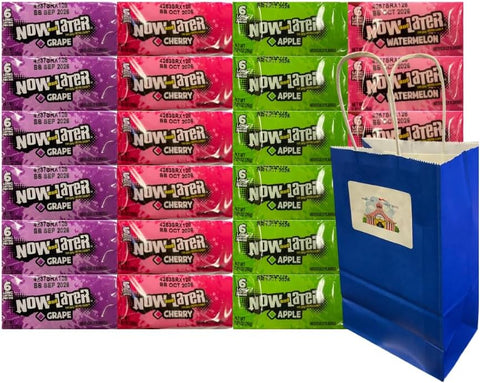 Variety Pack Now and Later Candy 24 Count – Assorted Grape, Cherry, Apple, Watermelon Chewy Candies – Individually Wrapped 0.93 oz Each – Perfect Snack, Party Favor, or Candy Bowl Treats