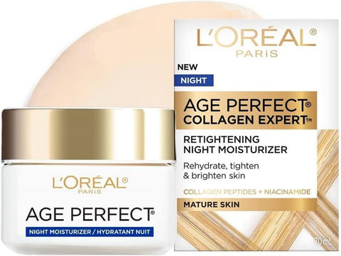L'Oreal Paris Skin Care Age Perfect Night Cream, Anti-Aging Face Moisturizer With Soy Seed Proteins, 2.5 Oz - Personal Care