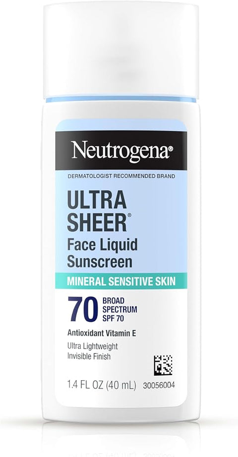 Neutrogena Ultra Sheer Liquid Mineral Face Sunscreen SPF 70, 1.4 fl oz - Personal Care