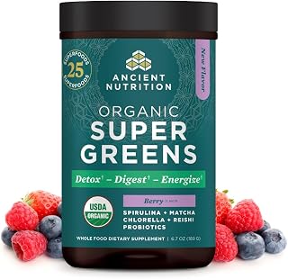 Ancient Nutrition Organic Berry Super Greens Powder, 6.7 OZ