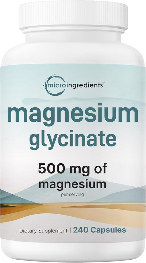 Micro Ingredients Magnesium Glycinate 500mg Per Serving, 240 Capsules