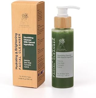 Hydrating Face Wash with Matcha & Sea Kelp — Gentle Daily Facial Cleanser | Brightening Nourishing Formula with Turmeric & Carrot Extract | 4.06 fl oz