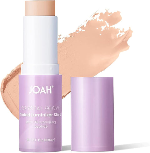JOAH Crystal Glow Tinted Luminizer Stick, Multitasking Korean Makeup Highlighter and Bronzer Stick, Customizable Formula for a Natural Glow, Peptide Infused, Medium with Warm Undertones