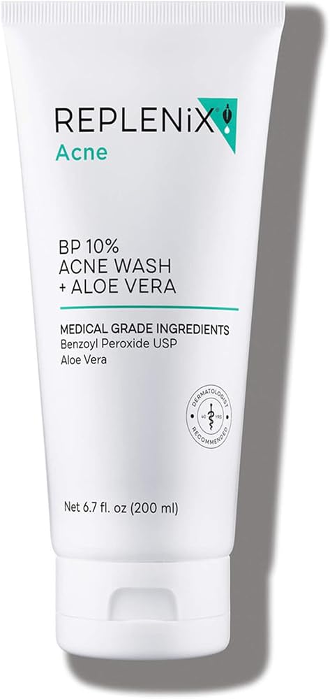 Replenix BP Acne Face Wash, 6.7 Fl Oz, Non-Oily Benzoyl Peroxide Facial Cleanser with Medical-Grade Ingredients for Acne-Prone Skin, Gently Unclogs & Refines Pores, Non-Drying & Non-Irritating