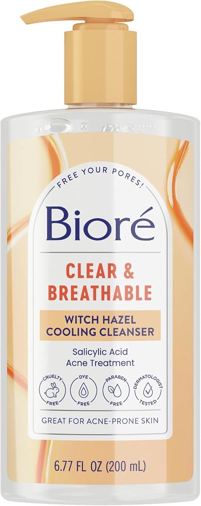 Biore Clear & Breathable Cooling Cleanser with Witch Hazel, 6.77 Oz - Personal Care