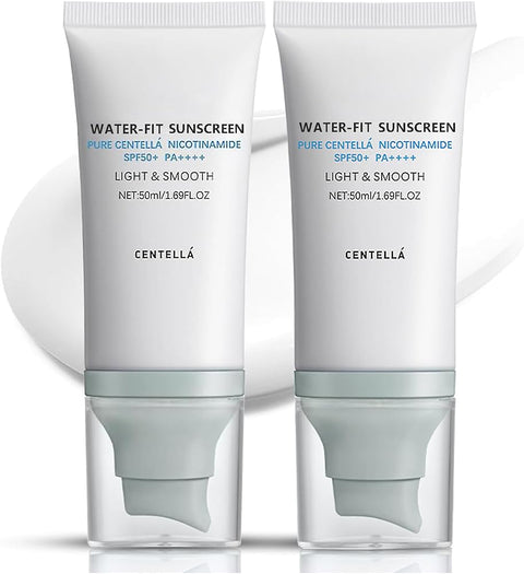 2Pcs Centella Sunscreen SPF 50, Lightweight Hyaluronic Acid Centella Asiatica Moisturizing Sunscreen, Face Sun Screen Long-Lasting Protection, Centella Madagascar Moisture Cream(1.69 fl.oz, 50ml)*2