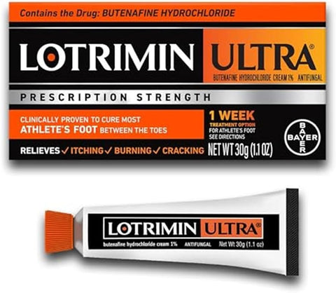 Lotrimin Ultra 1 Week Athlete's Foot Treatment, Prescription Strength Butenafine Hydrochloride 1%, Cures Most Athlete’s Foot Between Toes, Cream, 1.1 Oz