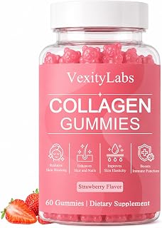 Vexity Labs Collagen Gummies, Collagen Bruising Supplements, Enhance Skin Barrier, Strengthen Nails & Hair, Fade Fine Lines, Boost Energy, Vegan, No Additives, 60 Gummies (1)