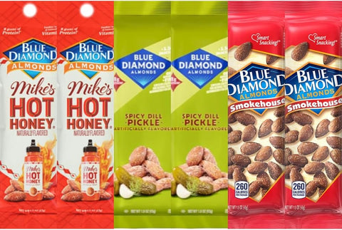 Diamond Almonds Variety Pack, Hot Honey, Spicy Dill Pickle & Smokehouse Flavored Almonds, 1.5 oz Bags, 6 Pack