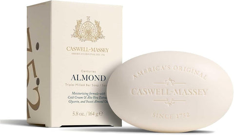 Caswell Massey Almond Natural Bar Soap for Men & Women, Moisturizing Body Soap Bar for All Skin Types, Made with Essential Oils & Plant-Based Formula for Soft Skin, Made in USA, 5.8 oz