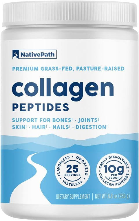 NativePath Collagen Peptides - Hydrolyzed Type 1 & 3 Collagen Powder for Skin, Hair, Nails - 8.8 oz (25 Servings)