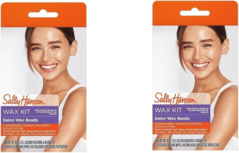Sally Hansen Salon Wax Beads Kit for Face, Bikini & Other Sensitive Areas, Shelf Pack of 2
