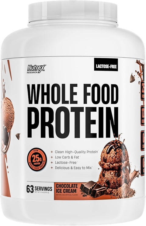 Whole Food Protein Powder - 25g Protein per Scoop, Lactose Free Protein with Beef Isolate, Collagen, Pea, Brown Rice, Chicken & Egg Protein, 0G Sugar, Keto Friendly (5LB, Chocolate Ice Cream)