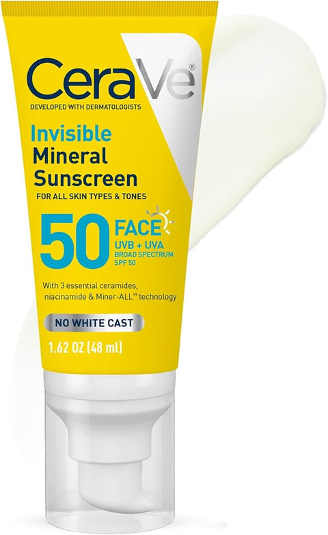 Cerave Invisible Mineral Sunscreen SPF 50, Face Sunscreen, 1.62oz - Personal Care