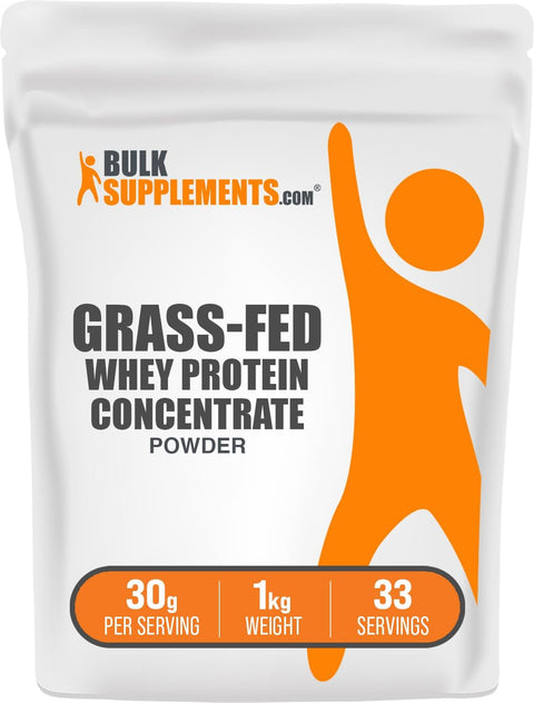 BulkSupplements.com Grass Fed Whey Protein Powder - 1kg (Pack of 1)