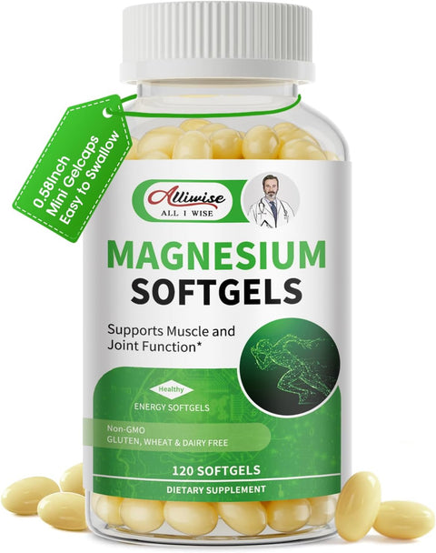 Magnesium Glycinate 500mg Softgels, Small Easy Swallow Magnesium Supplement