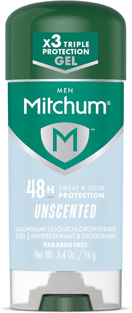 Mitchum Men’s Antiperspirant Deodorant Gel, Unscented, 3.4 oz