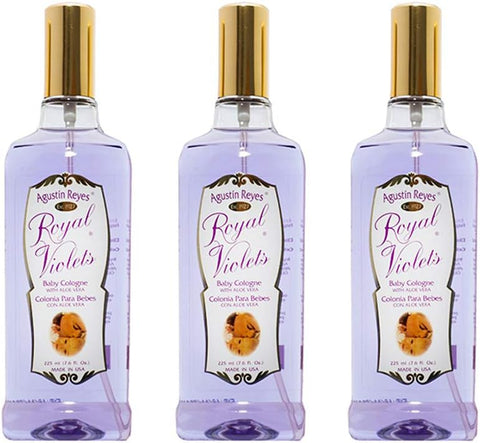 Royal Violets Baby Cologne. Clean, Mild and Long Lasting Fragrance. With Aloe Vera. 7.6 Fl Oz / 225 ml. Pack of 3